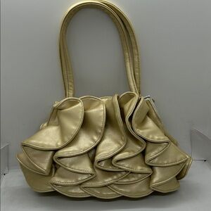 Elegant SONDRA ROBERTS Gold Ruffle Handbag